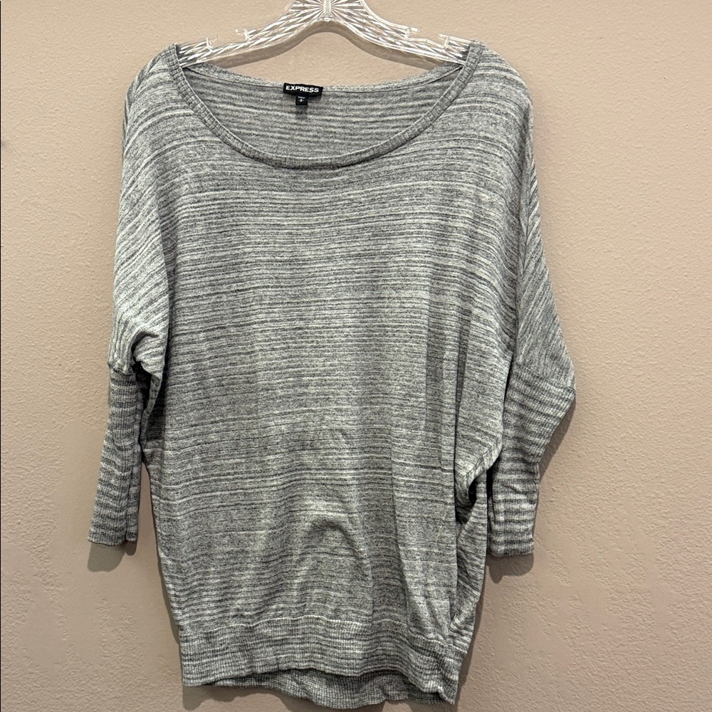 Express Heather Gray Striped Top